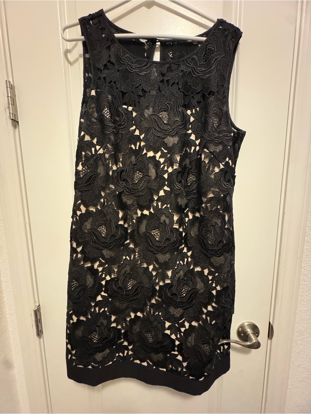 White House Black Market Black Floral Lace Sheath Dress